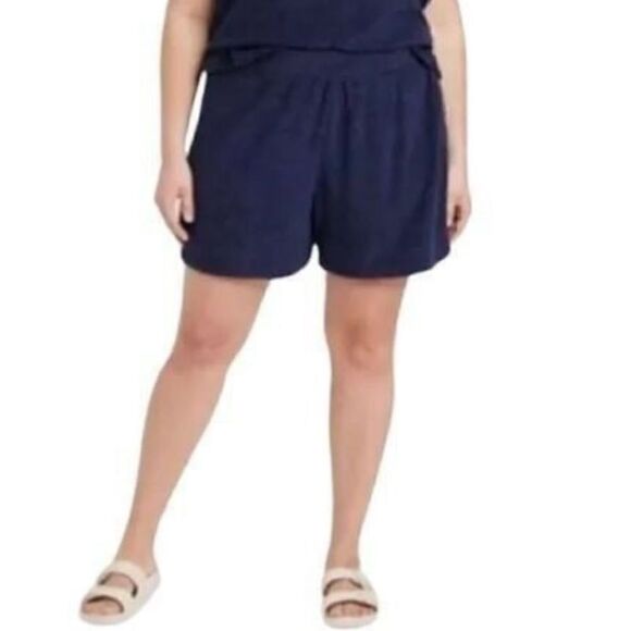 A New Day Women’s  Mid Rise Navy Terrycloth Shorts, Size 3X, NWT - Picture 2 of 11